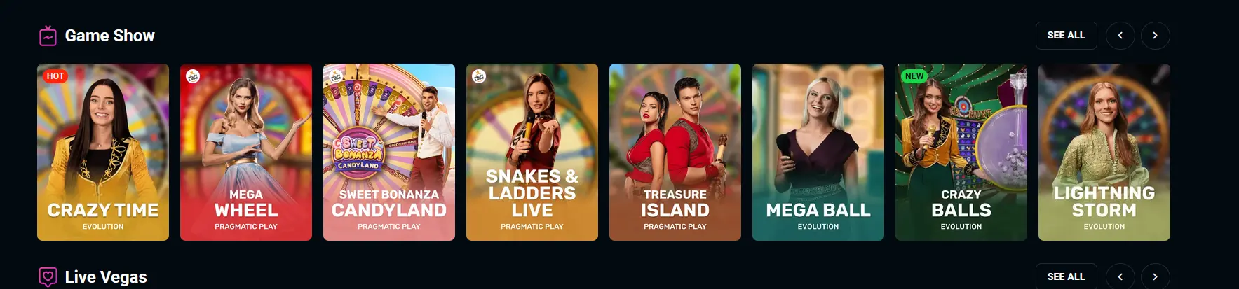 Evolution Gaming live game show format streamed at Spinsup Casino