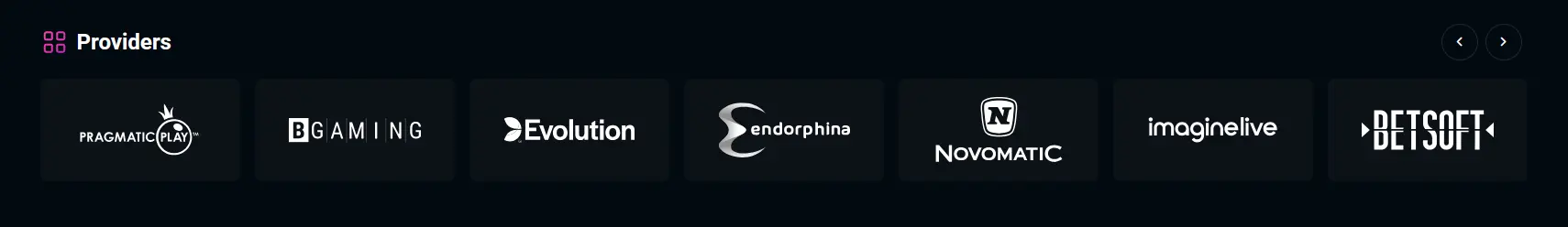 Spinsup Casino game provider filter listing Pragmatic Play, Play'n GO and Nolimit City